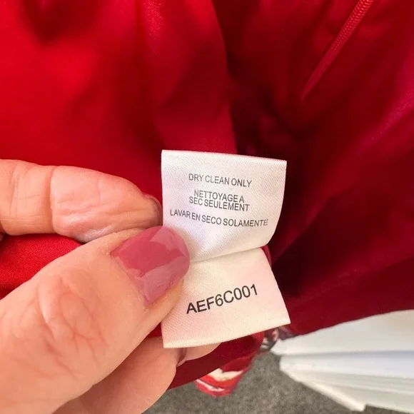 BCBGMaxAzria Red Black White Abstract Dress Size 4 Back Zipper Spaghetti Straps - Picture 15 of 15